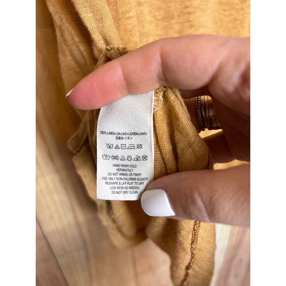 Free People Oversized Linen Button Tank Mustard Brown Yellow Women's Size XS - Picture 7 of 8